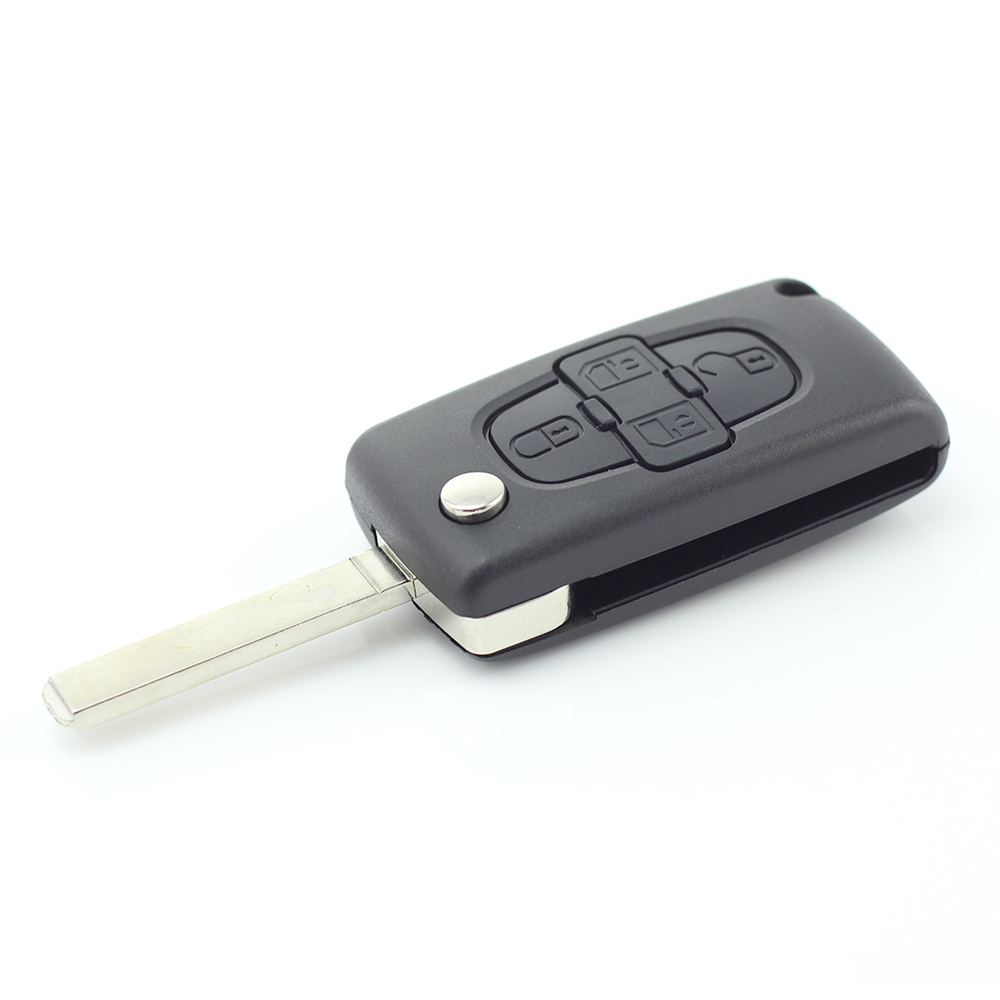 Citroen / Peugeot - Carcasa tip cheie briceag cu 4 butoane si suport baterie, lama tip VA2-SH4