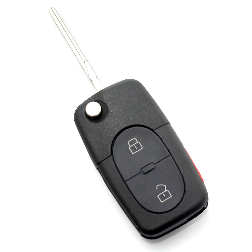 Audi - Carcasa cheie tip briceag, 2+1 butoane, cu buton panica, cu baterie 1616