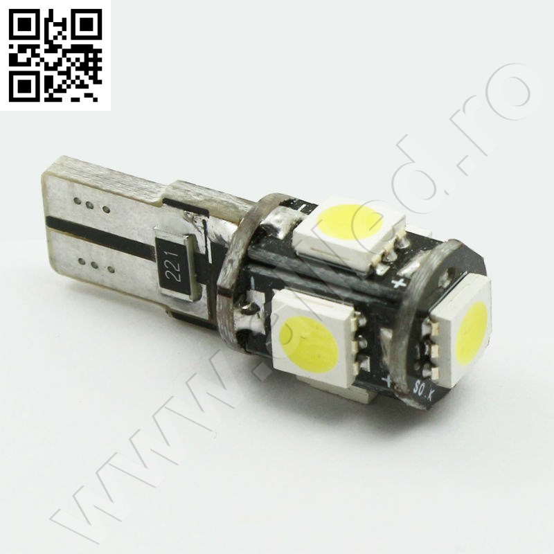 Bec led Canbus 5 leduri alb 